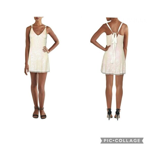 FREE PEOPLE INTIMATELY Icicle Pearl Combo Sequin Mini Dress - Picture 1 of 8